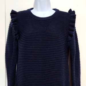 Banana Republic Navy Flutter Sleeve Sweater